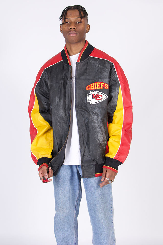 KANSAS CITY CHIEFS WOOL & LEATHER VARSITY JACKET Black/Black