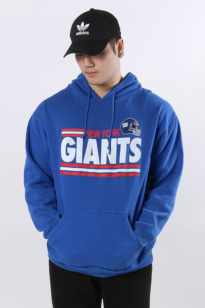 Vintage NFL New York Giants Hoodie Sherpa Lined Sweatshirt Blue